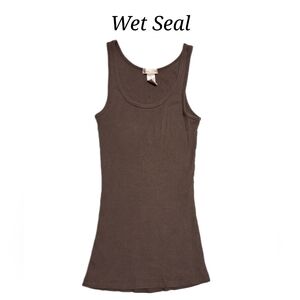 💜 Wet Seal Tank Top Brown Ribbed Stretch Fitted Tank Top Medium Tank Tops